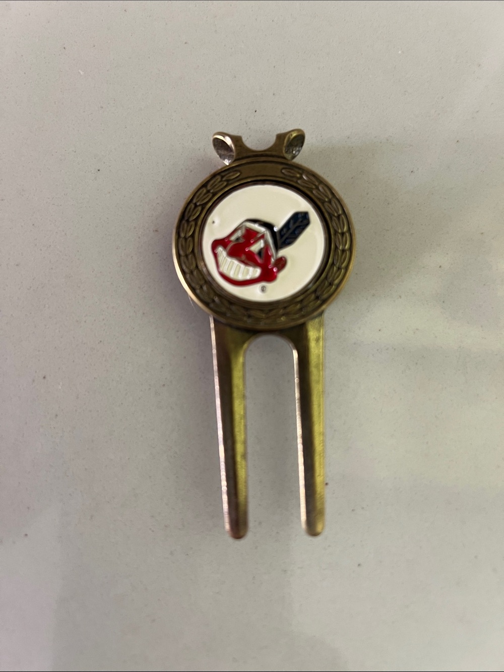 Vintage Cleveland Chief Wahoo Golf Divot Tool with Red & White Enamel Emblem